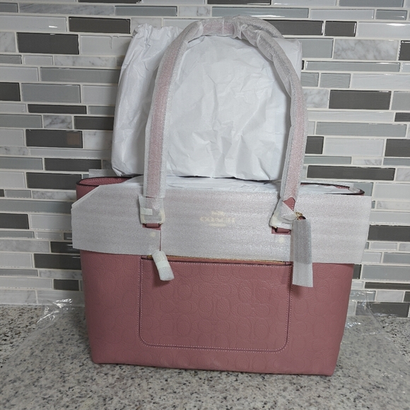 Coach Handbags - Coach Station Tote Bag In Signature Leather (Mauve pink)